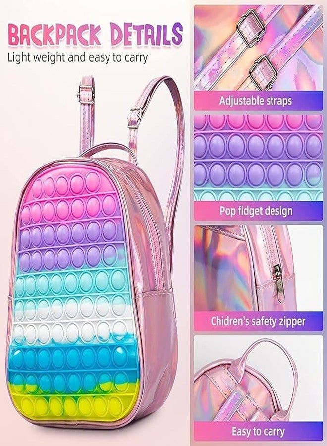 Prisma Collections Pop It Ba,g Fully Silicon Casual Backpack, Girls Unicorn Mini Ba,g, Girls/Kids Birthday Gift Party Favors Picnic with Adjustable Strap, Pop It Fidget Toy Ba,g, Aqua Blue_P - Image 4